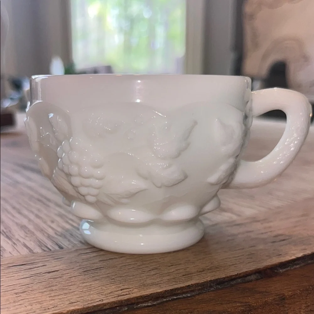 vintage Westmoreland Paneled Grape Milk Glass Punch Cup